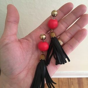 Leather Tassel Reverse Stud Earrings